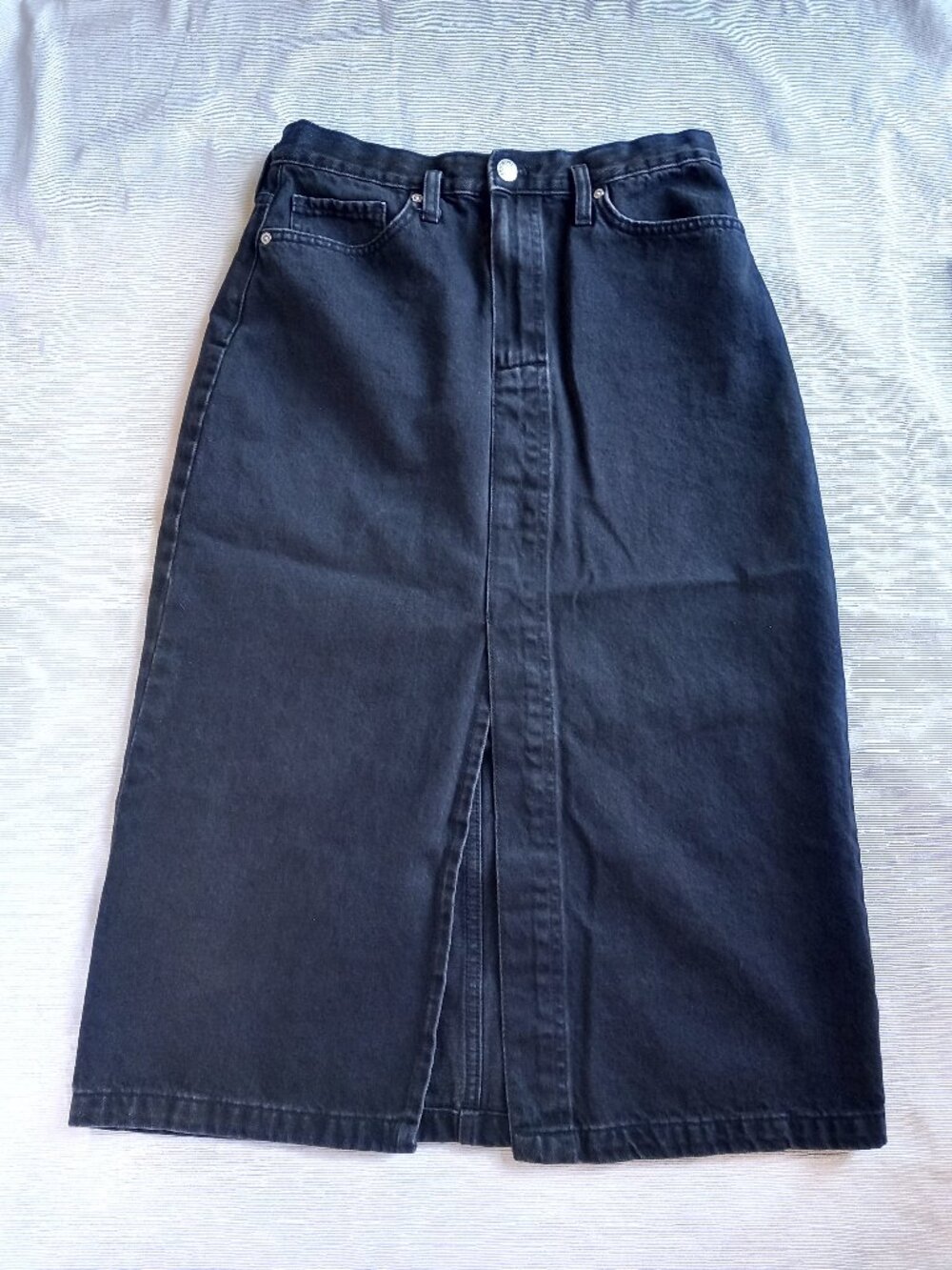 Mango MNG Black Denim Midi Skirt - Medium